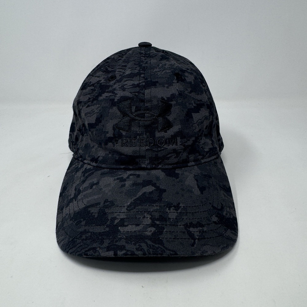 Under Armour Free Fit Camo Black and Grey Adjustable Hat Running OSFA